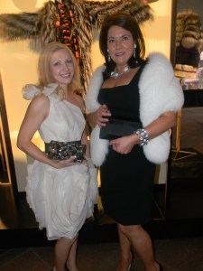 Iryna Zkkava, Prada asst. mgr with store manager Chiara Grant, resplendent in black and white.