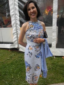 Mona Mazza, wearing Belgian designer, Michael Van Derharn
